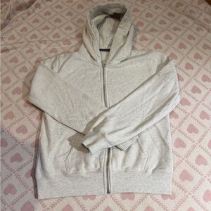Brandy Melville Light Gray Full-Zip Hoodie